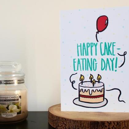 Cake Eating Greetings Card