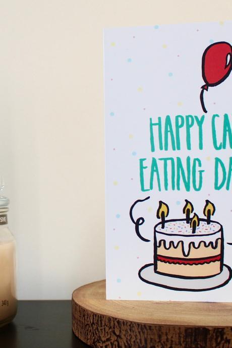 Cake Eating Greetings Card